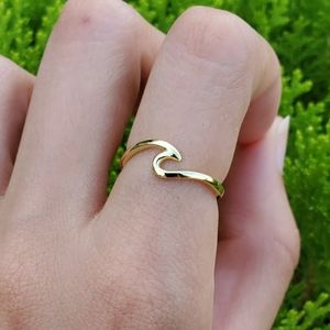 Gold Wave Ring 925 Sterling Silver Gold Plated Summer Size 9 Brand New